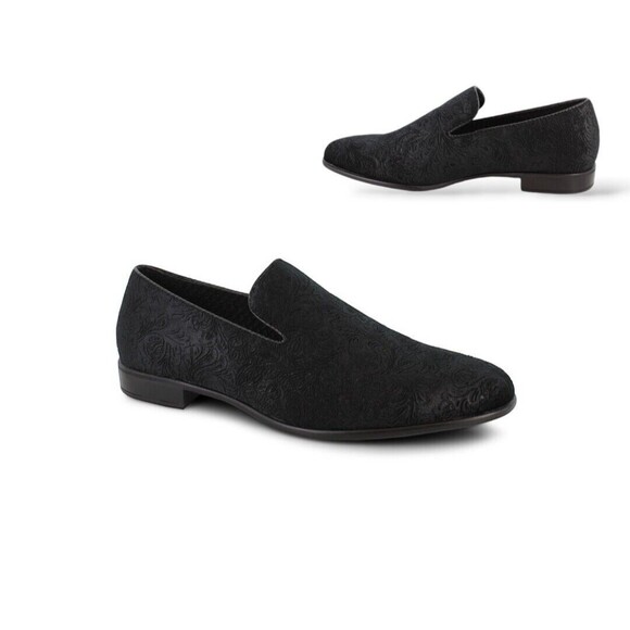 Embossed Slipon Damask Loafer Calypso Loafer Shoes Youth Size 12M Black #466157 - Picture 1 of 11